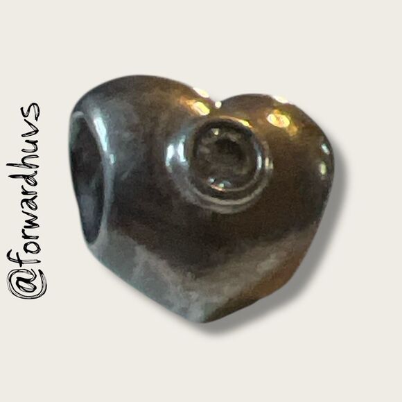 Pandora “Puffy Heart with Cubic Zirconia” Charm – Retired – ALE 925 Marked - Picture 3 of 9